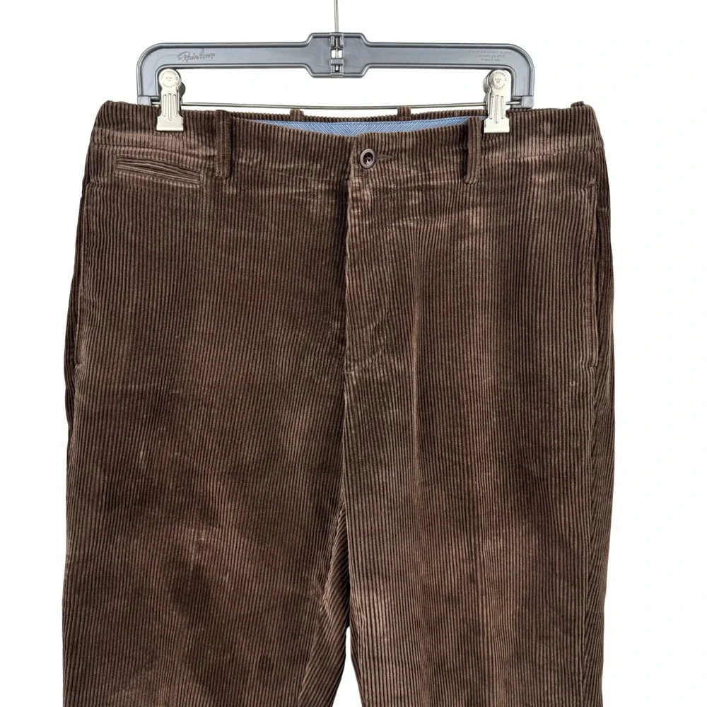 J. Crew Pants Vintage Corduroy‎ Brown Mens 33W 30L Relaxed Fit Cotton Flat Front